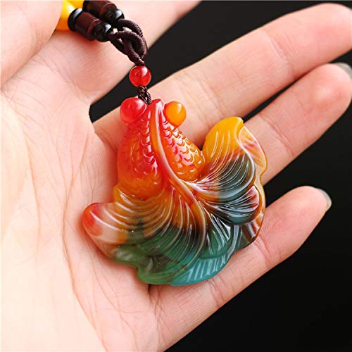 Amazon.co.jp: ネックレス 和田翡翠金魚カラフル瑪瑙ペンダント 
