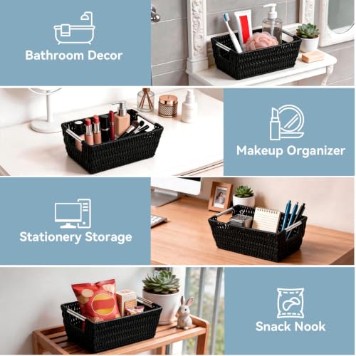 Image of Whitmor 6500-2712-BLK Rattique Small Shelf Black Tote Basket