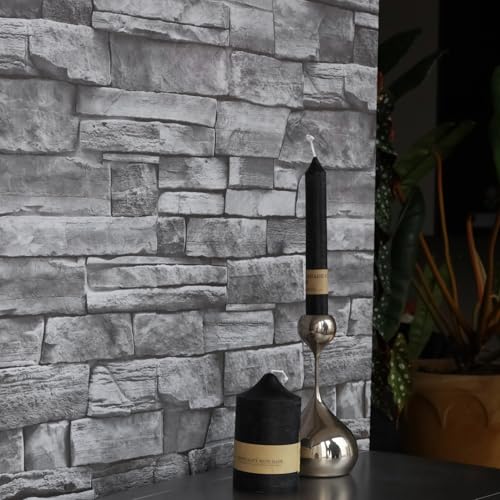 Papel de pared de ladrillo gris para tapar imperfecciones 7