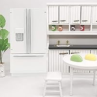 Vista 2 de Refrigerador de casa de muñecas en miniatura, modelo de refrigerador de madera 1:12, accesorios de decoración de muebles, mini modelo de escena