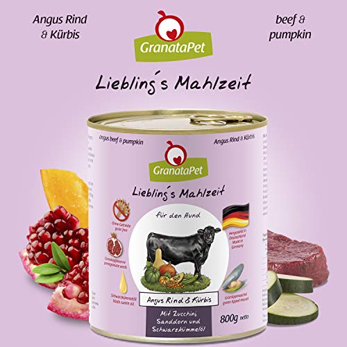 GranataPet Liebling's Mahlzeit Multipack 2, Nassfutter für Hunde im Probierpaket, 6 x 800 g & Liebling's Mahlzeit Wild PUR, Nassfutter für Hunde, Hundefutter ohne Getreide & Zuckerzusätze, 6 x 800 g
