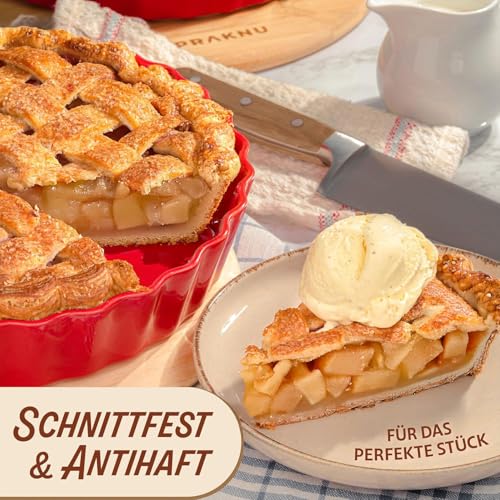 Foto von Praknu Tarteform aus Keramik 28 cm - Hoher Rand - Mit Antihaftbeschichtung - Kratz- und Schnittfest - Einfach zu Reinigen