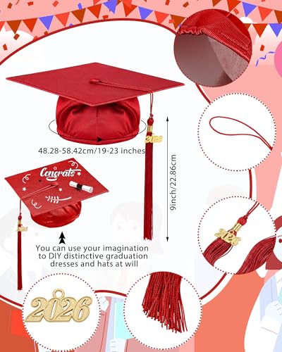 Image of Xuhal 6 Set Preschool Graduation Cap and Gown Set Kindergarten Grad Gowns Children Graduation Cap with 2026 Grad Tassel