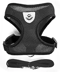 Coleira Colete Pet Peitoral Respirável Com Guia Ajustável Para Cães E Gatos (L (G), Preto)
