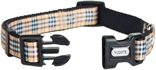 Miniatura 4 de YUDOTE Collar de algodón para perro con patrón a cuadros, collares suaves ajustables para perros pequeños y medianos, color morado