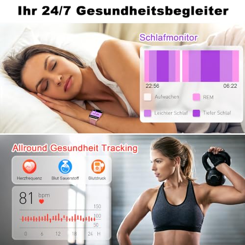 LODIMEKE Smartwatch Blutdruckmessung,1.85“ Fitnessuhr Herren Damen – Ansicht 3