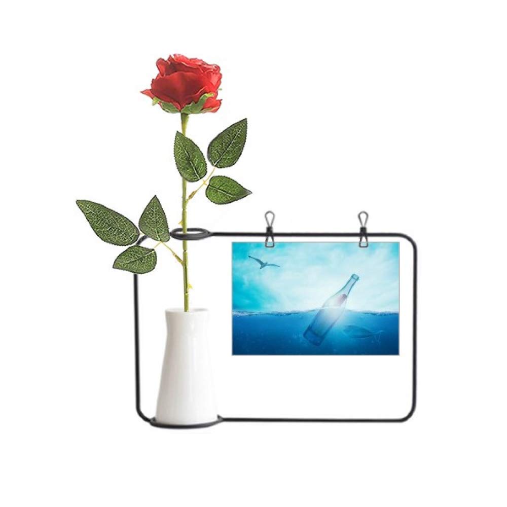 Bouteille en verre océan rose artificielle suspendre décoration florale intérieure