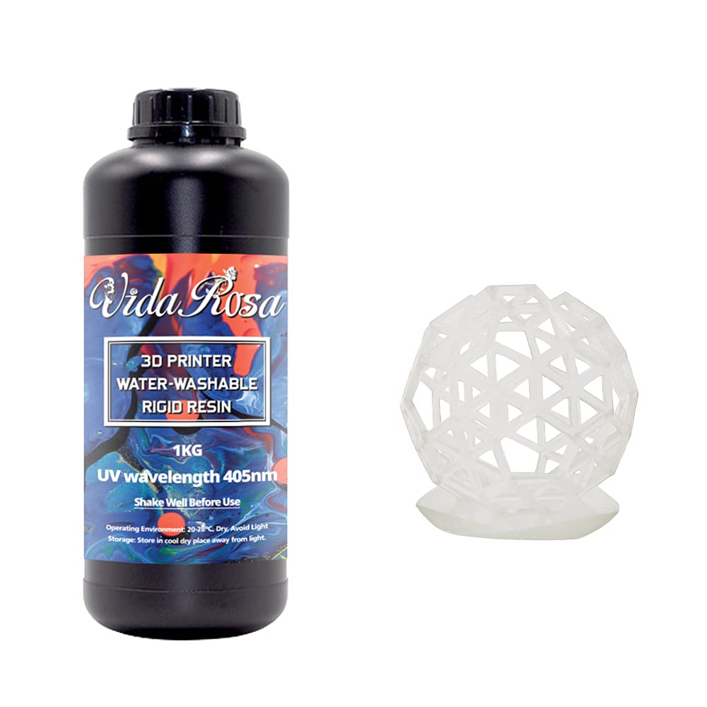 Imprimante 3D translucide lavable à l'eau Résine photopolymère LCD à résine rapide pour l'impression 3D LCD Résine à séchage UV 405 nm Standard, Faible odeur, BLANC CLAIR (1kg)