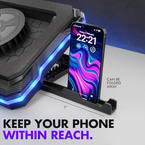 Tilted Nation Gaming Laptop Cooling Pad with USB Hub - Boost Performance, Stay Comfortable - RGB Laptop Cooler Stand with Adjustable Height & Fan Speed, RGB, USB (C + A) Hub, for 15.6" - 19" Laptops - Image 7