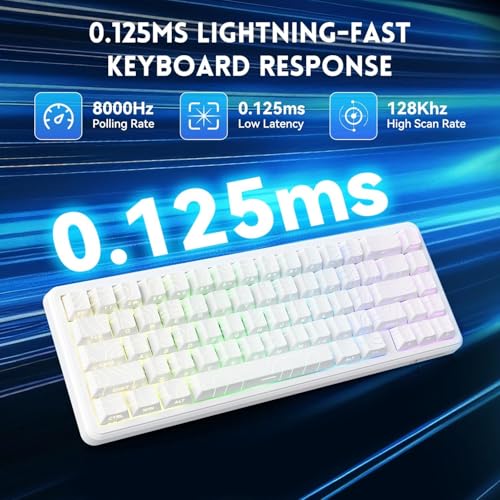 Image of ATTACK SHARK X65 HE Wired Rapid Trigger Magnetic Switch 65% Mechanical Gaming Keyboard, Hall Effect Top Mount RGB Hot Swap,Adjustable Actuation,8KHZ Polling Rate,PBT Keycaps for Win /Mac(White Contour)