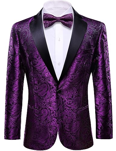 Image of Barry. Wang Men's Sport Coats & Blazers Flower Suit Jacket 1 Button Paisley Tuxedo Mardi Gras Carnival Parade Gift