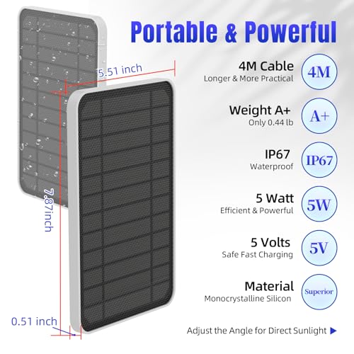 [1 pcs ]5V 5W Solarmodul kompatibel mit Eufy cam 2C/Eufy 2C Pro/Eufy 2 Pro/Eufy 2/Eufy E20/Eufy E40/Eufy E Solarmodul-Ladegerät mit eufy Solarmodul-Zubehör, 360° verstellbarer Ständer