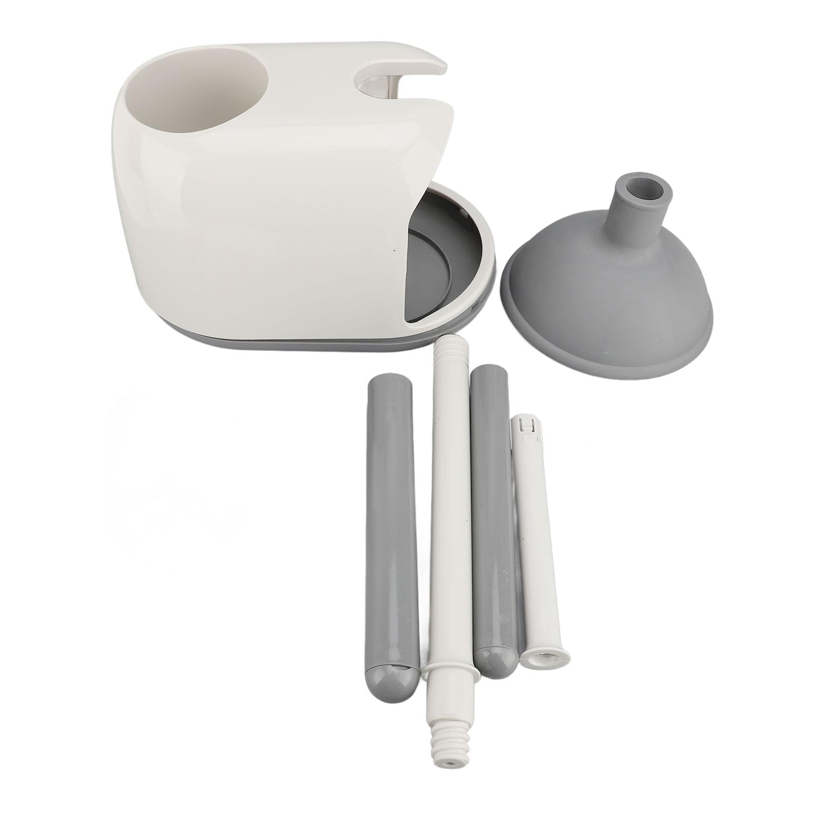 LOVLOY Set di stantuffo e scopino, spazzola per ciotola e stantuffo WC resistente con supporto, 2 in 1 per la pulizia del bagno con supporto moderno (bianco, 2 set