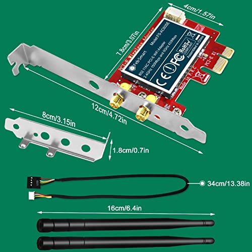 Tarjeta WiFi PCIE Wireless AC Dual Band 600Mbps FS-AC60SE para Windows XP, 7, 8.x, 10, 11 miniatura 7