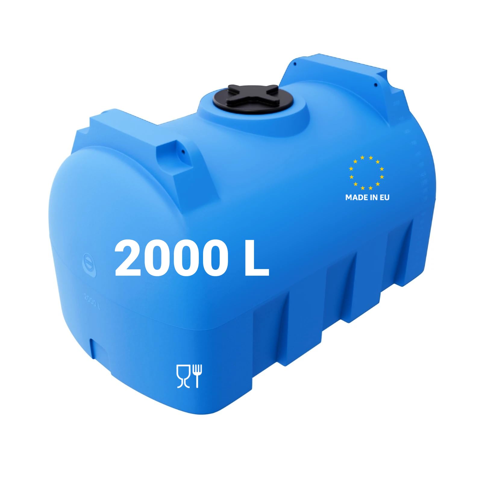KMND Wassertank 2000 Liter Groß | Trinkwassertank PZH-Zertifiziert | Regentonne 2000l | IBC Container Alternative Zisterne | Regenwasserbehälter PE Kunststoff Robust Landwirtschaft Gewerbe - Blau