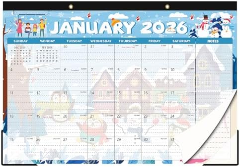 Desk Calendar 2026-2027, 18-Month Family Wall Calendar Jan 2026 to Jun 2027, 17