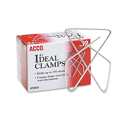 ACCO No.1 Ideal Butterfly Paper Clamps, Steel Wire, Large 2-3/8-Inch Size, Box of 12 Clamps (5050572610) image 2