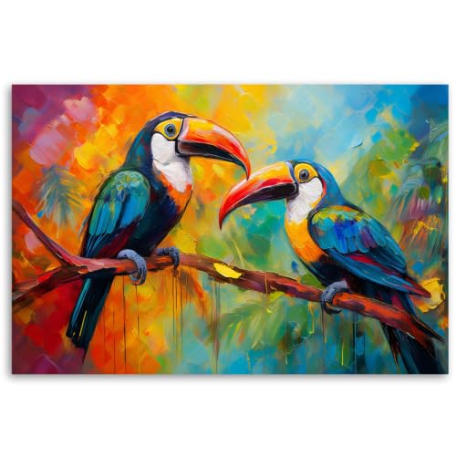Lienzo de tucán colorido y cuadro decorativo moderno de 40x60 cm para dormitorio
