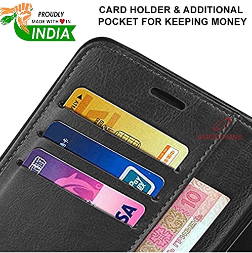 Image of Inside Rubber TPU with Card Pockets Magnetic Closure Protection Compatible with Vivo Y20, Y20i, V2027, V2029 (Black)