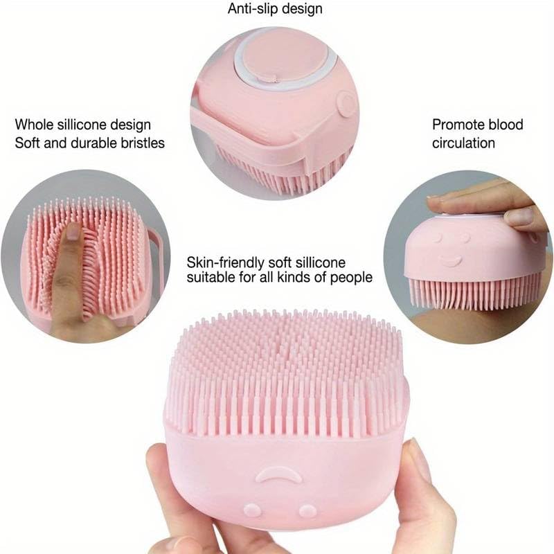 Image of FIGMENT Soft Silicone Bath Body Brush For Men and Women, Back Scrubber, Deep Nourishing Cleansing, Exfoliation, Dirt Removal, BPA-Free, Lather Boosting Bristle, No-Slip Grip, Multicolor (Combo, 3 Pcs)
