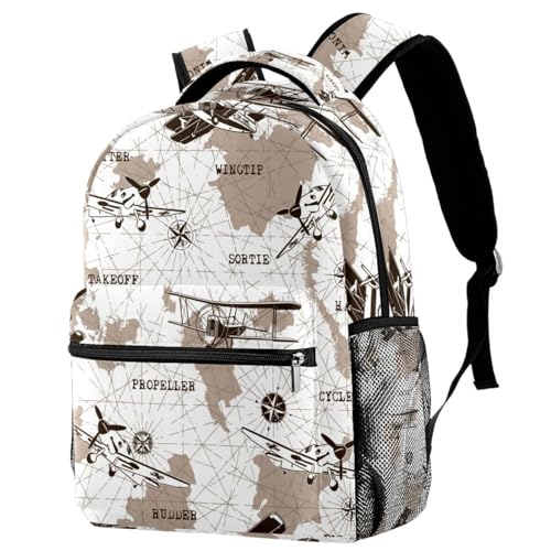 Sac à dos multicolore 29x20x40cm imprimé avions et carte idéal pour école et cabine
