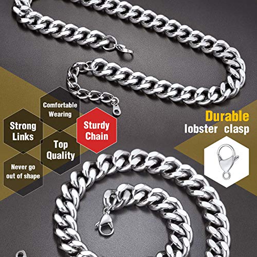 ChainsPro 14-30" Mens Sturdy Miami Cuban Chain Necklace, 5/7/9/12MM Width, 316L Stainless Steel/18K Gold Plated (Send Gift Box)4