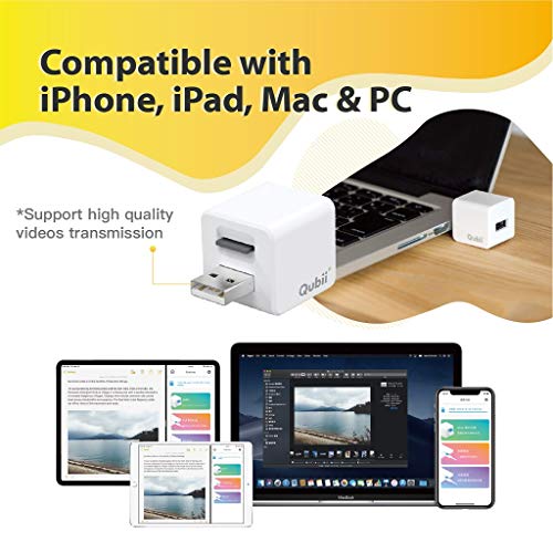 Qubii - Photo Storage Device for iPhone & iPad, Auto Backup Photos & Videos, Photo Stick for iPhone [128GB - White] - Thumbnail 2