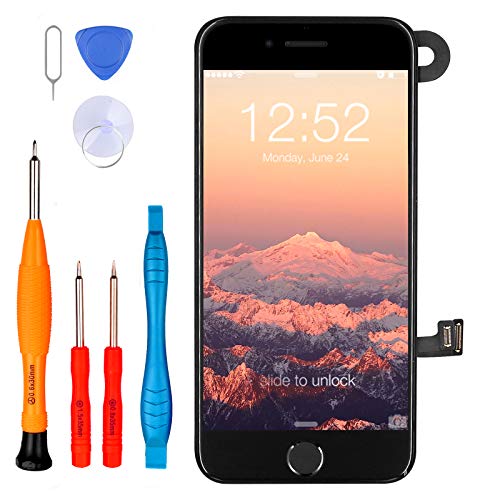 LL TRADER Pantalla para iPhone 7 con Bot�n de Inicio Negro, C�mara Frontal y Altavoz de Auricular, iPhone 7 Repuesto de Pantalla T�ctil Retina 4.7� LCD Digitalizador y Herramientas Negro