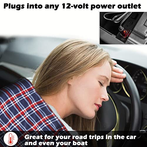 Image of Big Ant Electric Car Blanket 12V Heated Car Blanket with 4 Hours Auto Off, Fast Heating Level Electric Blanket for Car Truck SUV RV Car Electric Blanket 58 inch x 42 inch (Red Blue,Upgrade Model)