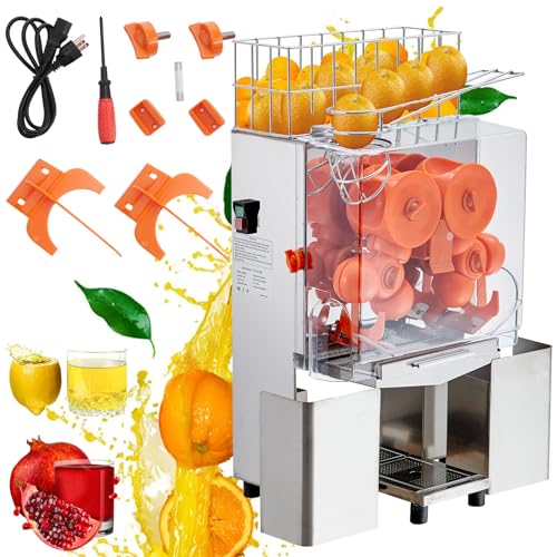 Commercial Juicer Machine, 110V 120W Orange Squeezer for 22-30 per Minute, Electric Orange Juice Machine with Pull-Out Filter Box SUS 304 Tank PP Cover and 2 Collecting Buckets