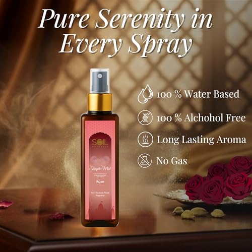 Image of Temple Mist Gulab Air Freshener Spray for Mandir, Pooja Room, Meditation & Home | Natural Rose Room Fragrance Spray | Long Lasting Spiritual Aroma | Odour Eliminator - 100ml