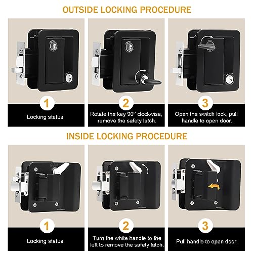 Image of RV Entry Door Lock Travel Trailer: Paddle Deadbolt Door Locks for Travel Trailers with 4 Camper Keys,100% Metal Door Latch for Camper