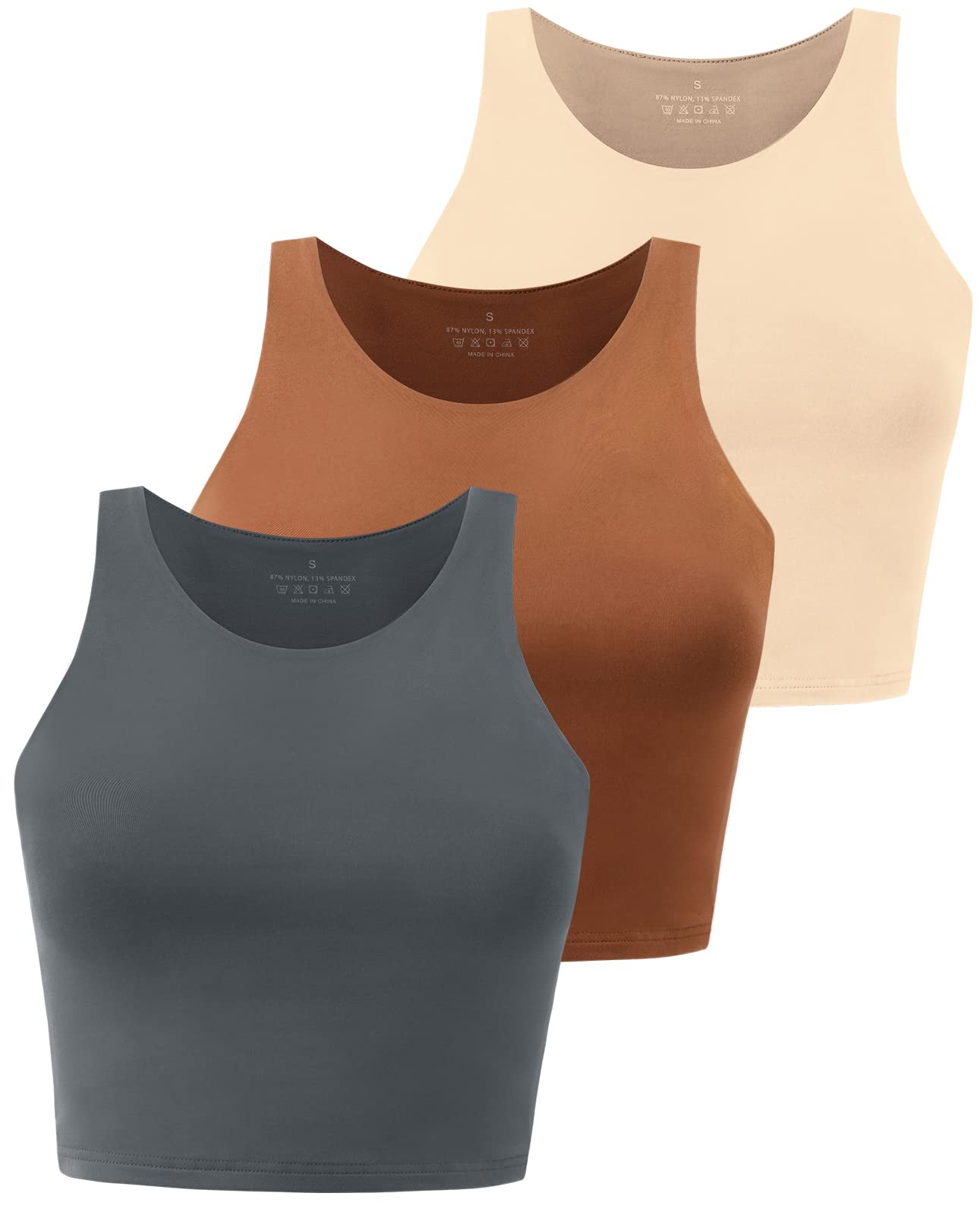 Workout-Crop-Tops für Damen, bauchfrei, Racerback, Neckholder, ärmellos, Yoga-Oberteile, Packung