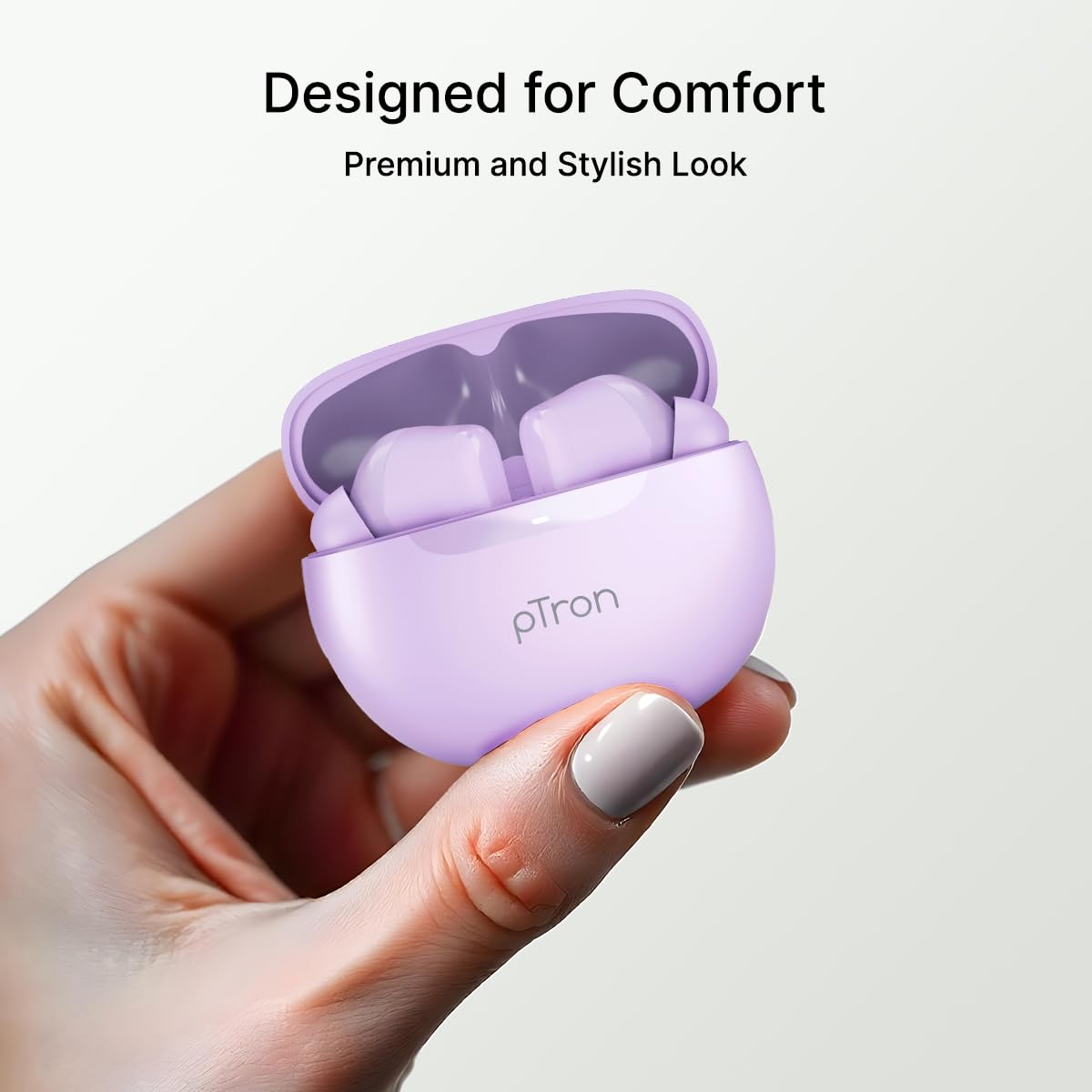 pTron Bassbuds Astra in-Ear TWS Earbuds w/Stereo Sound, 50Hrs Playtime, Stereo Calls, Custom EQ, Mobile App, BTv5.3 Headphones, Touch Control, Voice Assistant, Type C Charging & IPX4 (Lilac) — Amazon image 9