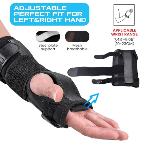 Image of HANNEA Wrist Band for Pain Relief Adjustable Compression Wrist Support for Right and Left Hand, Carpal Tunnel Wrist Splint, Wrist Brace for Arthritis, Tendonitis, Sprains
