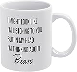 Divertida taza de cerámica de 325 ml: «Parece que te estoy escuchando, pero en mi cabeza estoy pensando en pescar». Taza de café y té novedosa para mujeres, jefes, amigos, empleados o cónyuges.