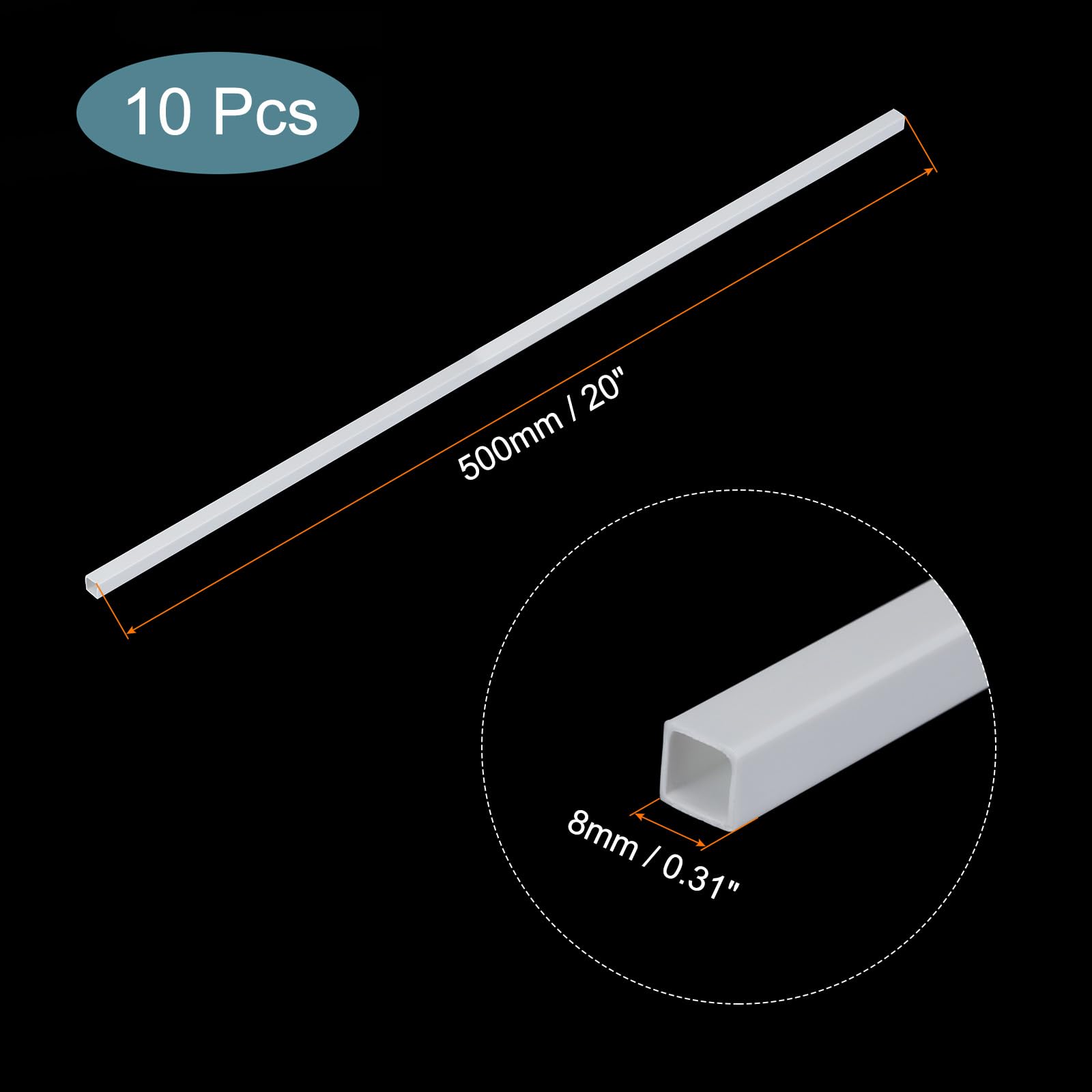 QUARKZMAN 10pz Tubo Plastica Abs per Modelli Plastica, Barra Rotonda Solida 8x8x500mm Bianca Facile Lavorare per La Realizzazione di Modelli Architettonici Fai Te