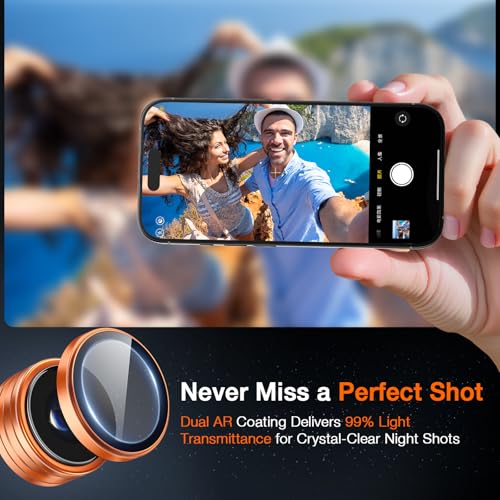 Image of LK 2 Pack for iPhone 17 Pro /17 Pro Max Camera Lens Protector [Top 9H+ Military Grade Shatterproof] One-Click Installation, Ultra-Tough HD, Individual Lens Protectors Scratch-resistant, Cosmic Orange