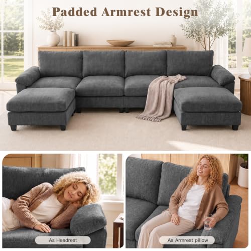Image of Sectional Couches for Living Room, 141 inch U Shaped Cloud Sofa & Couch