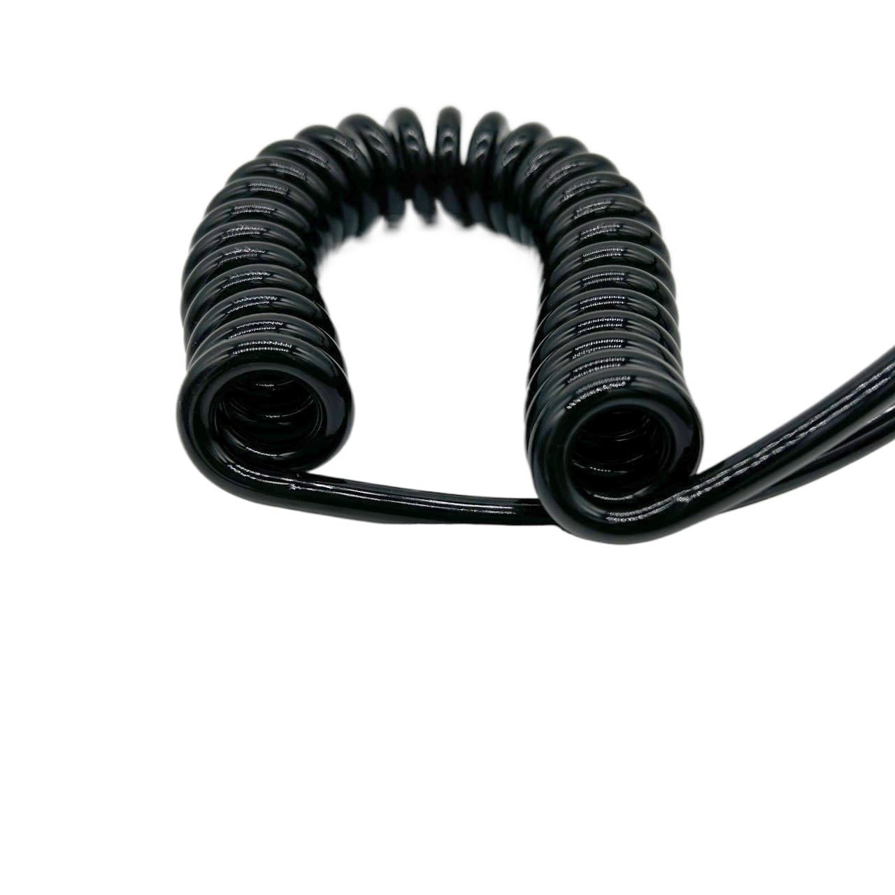 5-metrowy przedłużany kabel sprężynowy z 5-żyłowym czarnym przewodem spiralnym (20AWG)