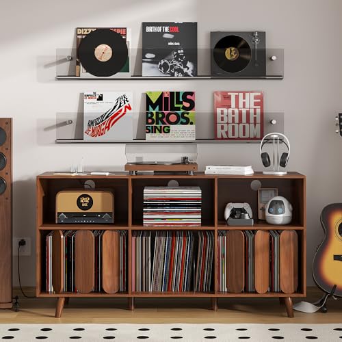 Oubayajia Large Record Player Stand, Vinyl Record Storage Holder, Record Player Table with Power...