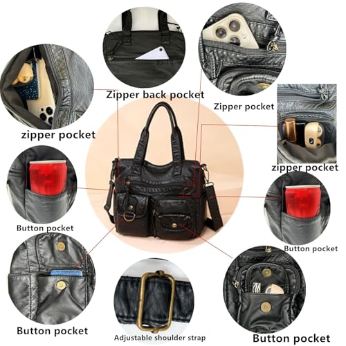 Image of Hobo Handbag and Purses for Women,Top Handle Satchel Purse Tote Shoulder Bags Faux Leather for Ladies