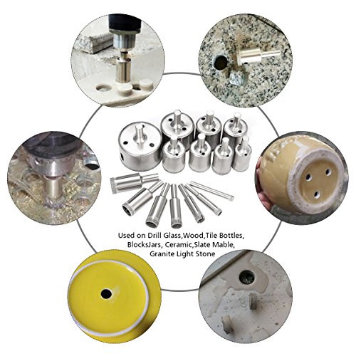 Tile Hole Saw, EVERMARKET 15 Pcs Diamond Holesaw Drill Bit Extractor Remover Tools for Glass, Porcelain, Ceramic, Granite Stone Drill Bits 6-50mm 5 Tile Hole Saw, EVERMARKET 15 Pcs Diamond Holesaw Drill Bit Extractor Remover Tools for Glass, Porcelain, Ceramic, Granite Stone Drill Bits 6-50mm - Image 5