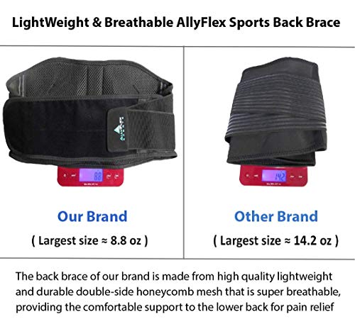 Allyflex Sports® Lightweight Back Brace Under Clothes Breathable Honeycomb Mesh & Dual Lumbar Pads For Lower Back Pain Relief, Adjustable Straps For Optimal Lower Back Support - Xl/Xxl #TOP3