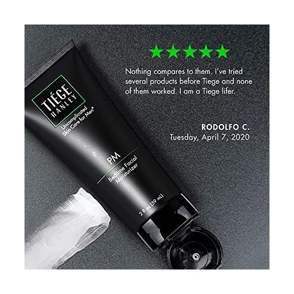 Tiege Hanley Mens Night Cream for Face, PM Bedtime Facial Moisturizer - Anti-Aging Night Time Wrinkle Cream for Men with Sensitive Skin - Overnight Moisturizer for a Soft, Smooth, & Hydrated Skin
