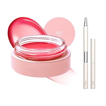 AOU GLOWY TINT BALM x Lip Brush - 01 Apple Balm & Silicone Tip Brush | Tinted Lip Balm, Natural Gloss, Instant Hydration for Chapped Lips,