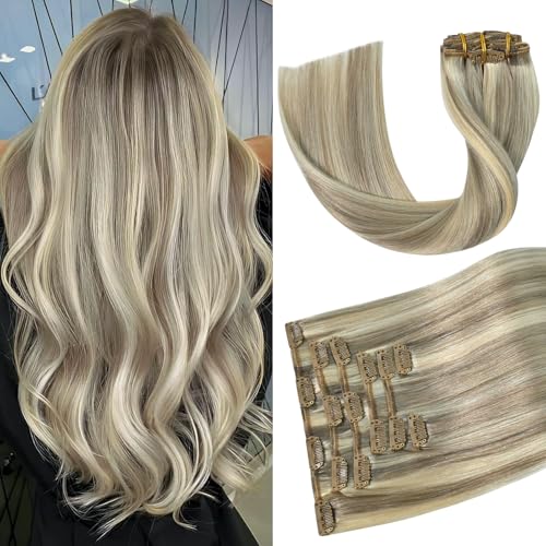 Aison Clip in Hair Extensions Real Human Hair 70G Light