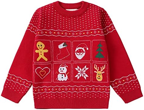 FANTANGPAI Toddler Boy Girl Christmas Sweater Baby Christmas Outfit Ugly Christmas Sweater for Toddler 2-6 Years Red