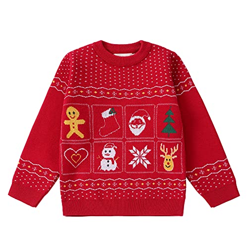 Fantangpai Toddler Boy Girl Christmas Sweater Baby Christmas Outfit Ugly Christmas Sweater For Toddler 2-6 Years Red #TOP2
