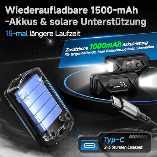 ANDELI 180° Panorama Schweißhelm mit volldigitalem Auto-Dunkel-Filter – 18,3 x 8,1 cm True Color 1/1/1/1, 2 LED Bewegungssensor, 1500mAh Akku + Solar, USB-C, 1/30000s, DIN16 für MIG/MAG/Wig/E-Hand